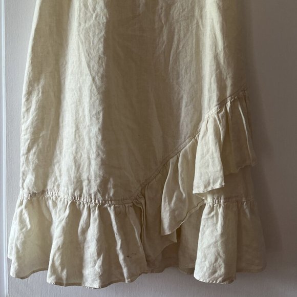 Claudio Milano Women's Linen Boho Dress Natural Medium Zipper - Picture 2 of 9